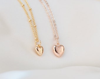 Personalized Initial Heart Pendant Necklace, Multi-Heart Charm Necklace, Rose Gold Family Necklace, Gift for Her, Gift for Mother's Day