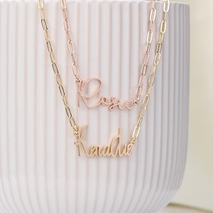Paperclip Chain Necklace, Custom Name Necklace with Paperclip Chain, Gold Link Chain Necklace, Personalized Name Necklace, Christmas Gift