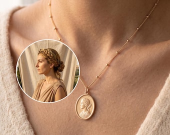 Custom Portrait Pendant Necklace, Photo to Cameo Pendant, Personalized Relief Medallion, Memorial Photo Jewelry,  Gift for her