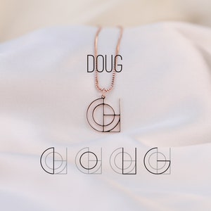 Collar con logotipo de nombre personalizado - Joyería de letras geométricas personalizadas - Colgante inicial abstracto moderno minimalista - Regalo único para ella