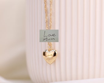 Collier coeur personnalisé avec signature réelle, pendentif amour gravé avec signature réelle, cadeau pour la fête des mères/vos proches, cadeau souvenir