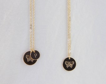 Personalisierte Schmetterlings-Scheibe Halskette, gravierte Schmetterlings-Charme-Halskette, kundenspezifische erste Halsketten-Schmuck, Geburtstagsgeschenk für Hochzeit