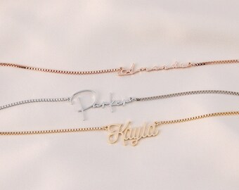 Custom Name Necklace with Box Chain, Personalized Name Necklace, Gold & Rose Gold Chain Necklace for Her, Christmas Gift, Gift for Mother