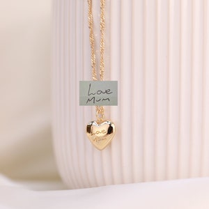 Aangepaste handschrift hart ketting, gepersonaliseerde werkelijke handtekening gegraveerde liefde hanger, cadeau voor Moederdag/geliefden, aandenken cadeau
