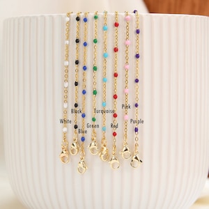Boho Beaded Necklaces, Trendy Gold Bead Necklaces, Dainty Layering Necklaces, Boho Jewelry, Gift for Her