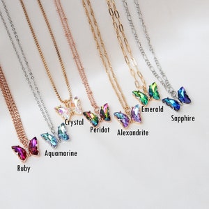 Butterfly Necklace, Crystal Butterfly Necklace, Dainty Pave Butterfly Charm Necklace, Butterfly Jewelry, Christmas Birthday Gift for Her