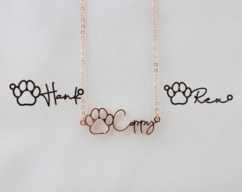 Custom Dog Paw Necklace with Name, Personalized Animal Pet Memorial Gift, Dog Necklace, Dog Lover Gift for Her Pet Loss