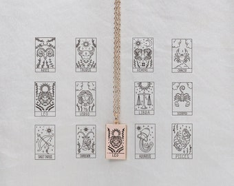 Zodiac Constellations Chain Necklace, Dainty Gold Tarot Card Pendant Necklace for Her, Gift for Birthday Christmas, Graduation Gift