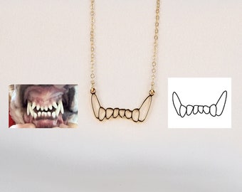 Custom Dog Underbite Outline Necklace, Dog Pet Necklace Jewelry, Necklace for Her, Pet Memorial Gift for Dog Lover, Gift For Pet Dog Loss