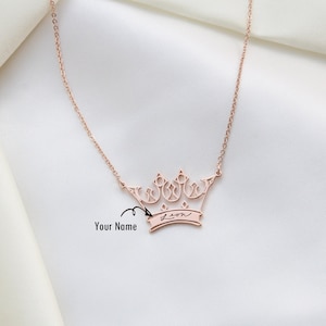 Colar com nome de coroa personalizado, colar de princesa personalizado, colar com corrente de ouro, presentes para meninas, presente de Natal, presente para crianças