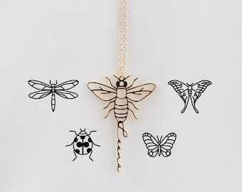 Aangepaste insectenketting met naam, gepersonaliseerde Dragonfly/Butterfly/Lieveheersbeestje/Bee/Moth/Spider Ketting Sieraden, Memorial Cadeau voor haar/moeder