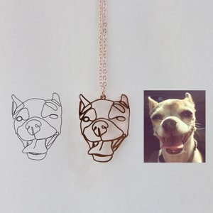 Custom One Line Art Drawing Dog Necklace, Personalized Pet Portrait Picture Turn into Necklace, Artwork Handmade Unique Gift for Dog Lover