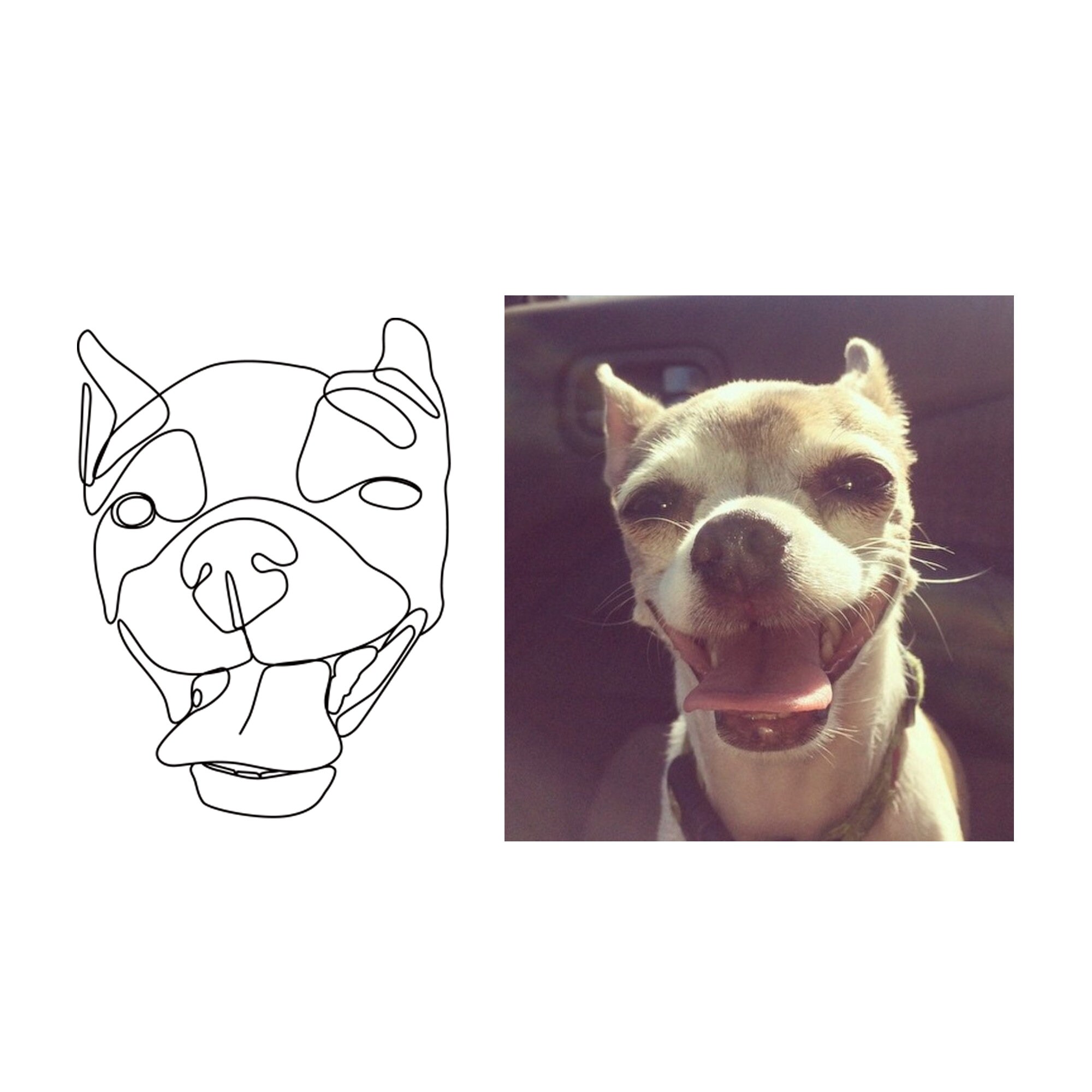 Custom Single Line Custom One Line Art Drawing Dog Necklace, Personalized Pet Portrait ...