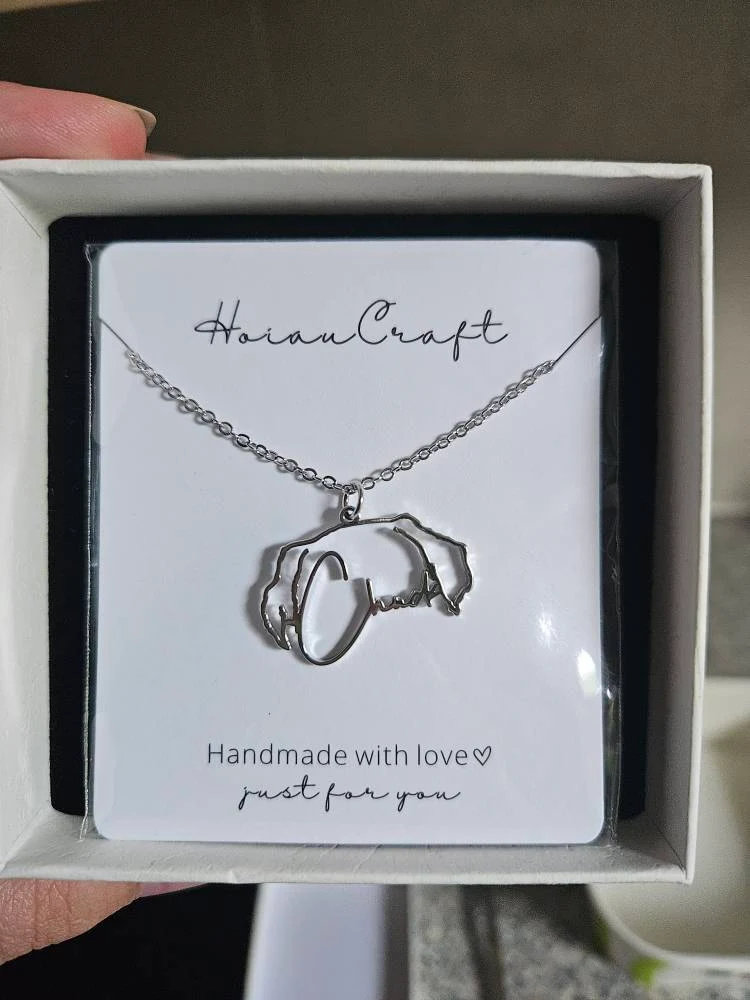Custom Dog Ears Outline Necklace - Personalized Pet Jewelry - Animal Silhouette Pendant- Unique Dog Lover Gift - Memorial Pet Portrait Gift