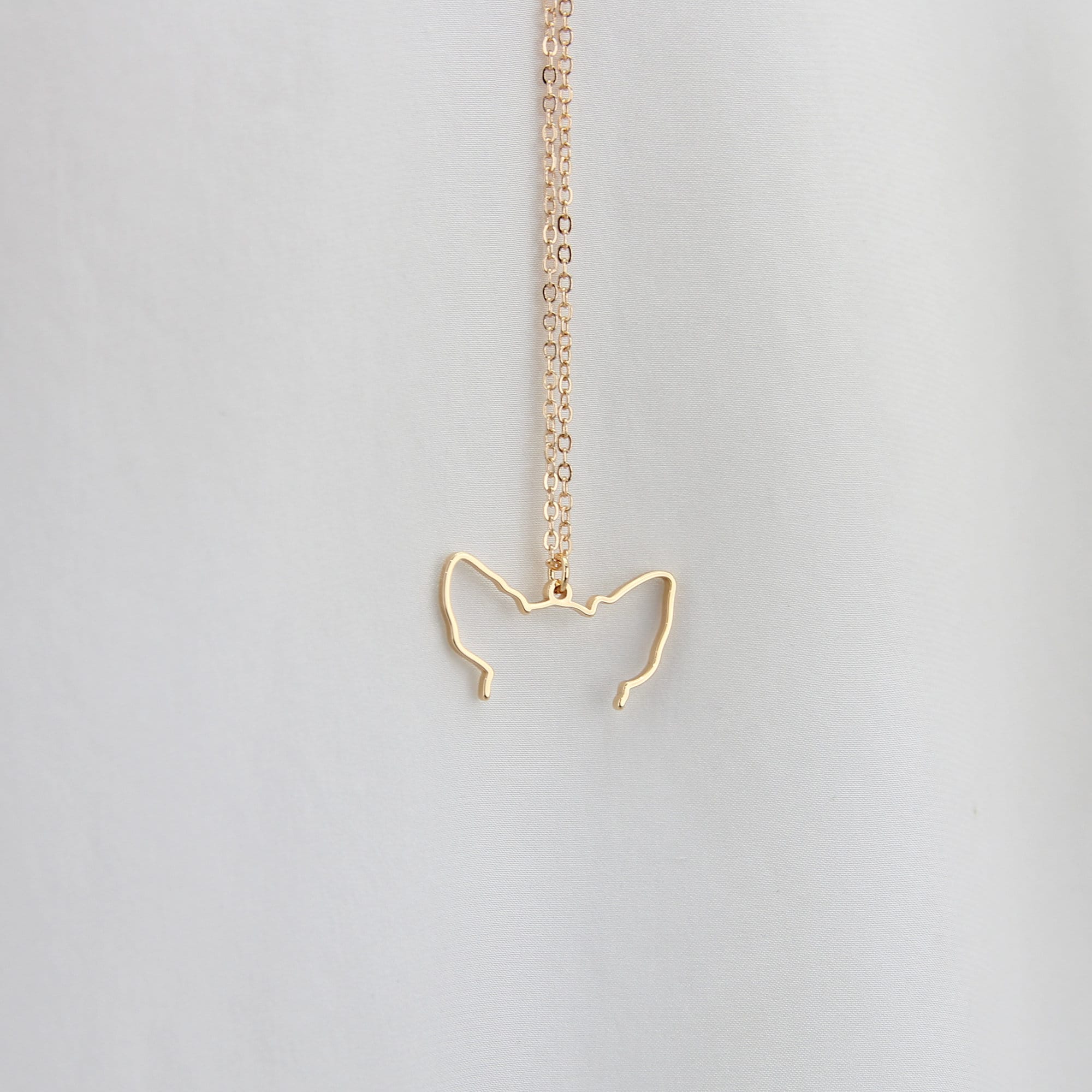 Custom Dog Ears Outline Necklace - Personalized Pet Jewelry - Animal Silhouette Pendant- Unique Dog Lover Gift - Memorial Pet Portrait Gift
