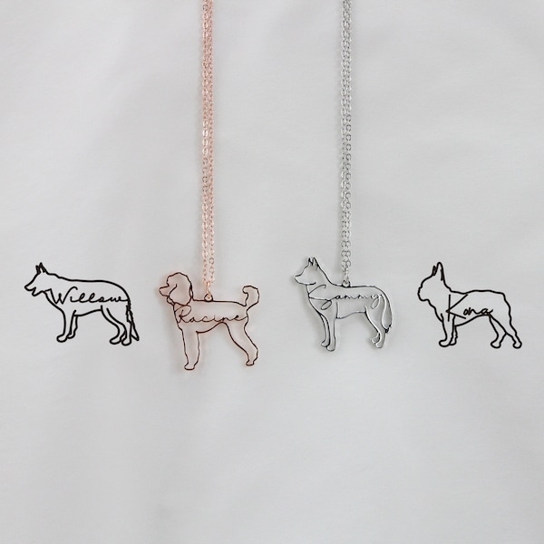 Custom Dog Necklace with Name,Personalized Jewelry for Women,Animal Dog Memorial Gift,Dog Breed Silhouette Necklace, Loss of dog gift