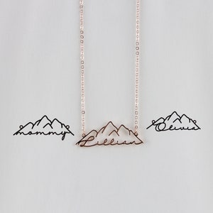 Mountain Name Necklace - Custom Mountain Range Necklace with Personalized Name - Nature-Inspired Jewelry - Handcrafted Mountain Pendant