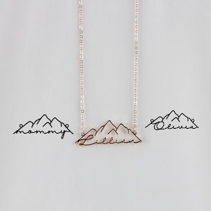 Mountain Name Necklace - Custom Mountain Range Necklace with Personalized Name - Nature-Inspired Jewelry - Handcrafted Mountain Pendant