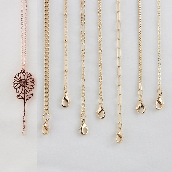 Gepersonaliseerde bruidsmeisje cadeau, sierlijke ketting met geboorte bloem met doos ketting, aangepaste naam ketting sieraden voor vrouwen, cadeau voor moeder 18 "ketting
