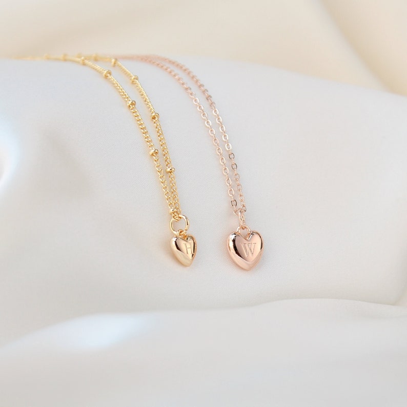 Personalized Initial Heart Pendant Necklace, Multi-Heart Charm Necklace, Rose Gold Family Necklace, Gift for Her, Gift for Mother's Day image 1