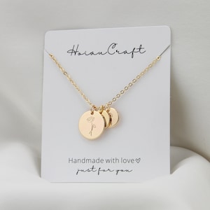 Personalisierte Geburt Blume Disc Halskette, Monat Anfang Charm Halskette, Halskette Schmuck, Weihnachten Brautjungfer Geschenk für Hochzeit / Mutter Bild 3