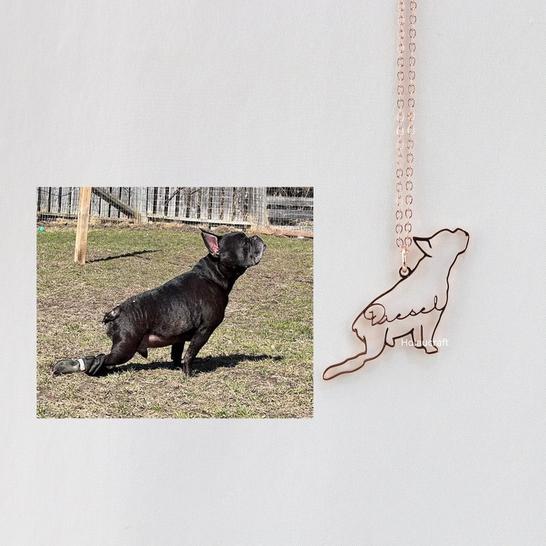 Custom Dog Silhouette Outline Picture Necklace, Dog Pet Photo Necklace Jewelry, Dog Breed Silhouette Necklace, Pet Memorial Gift for her image 1