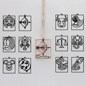 Custom Constellation Necklace with Name, Personalized Zodiac Name Necklace, Leo Aries Jewelry for Women, Christmas Birthday Gift for Her