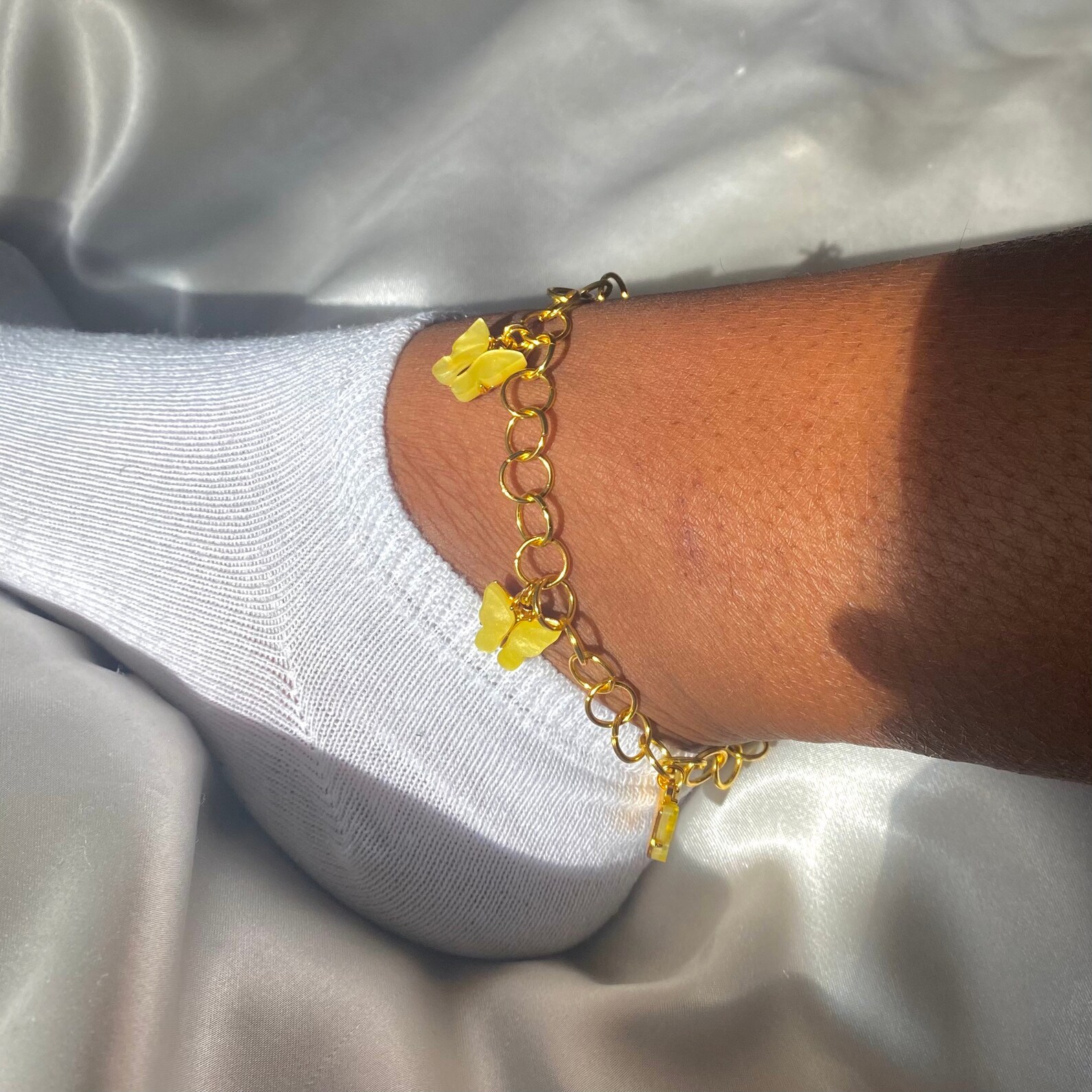 gold plated butterfly anklet
