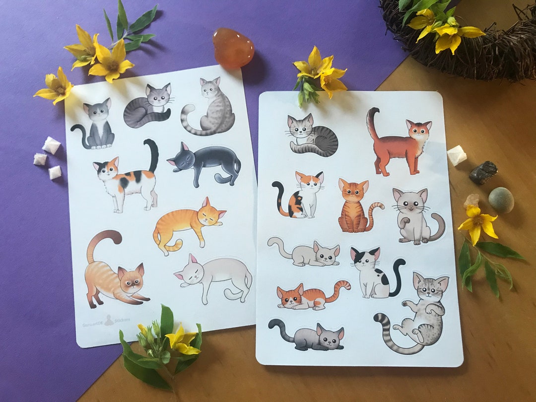 Cats Sticker Set, Pets Journal, Cute Stickers, Planner Sticker Bullet ...