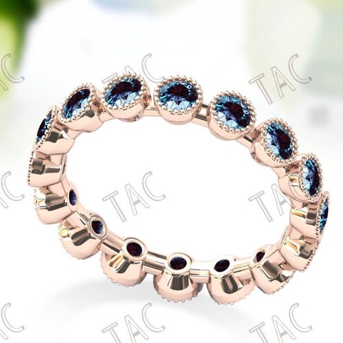 Alexandrite Band For Women Vintage Wedding Band Unique Engagement Band Sterling Silver Full Eternity Band Round Cut Band Anniversary shops Gift