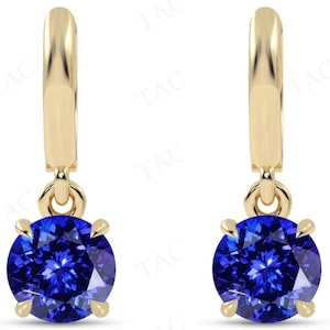 Unique Huggie Hoop Tanzanite Earrings 925 Silver Tanzanite Statement Earrings Minimalist Gemstone Wedding Earrings Dangle Drop Earrings