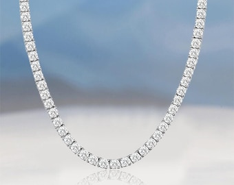 VVS1 Moissanite Tennis Necklace For Men/Women 925 Sterling Silver Tennis Chain Necklace Round Cut Moissanite Necklace For Men Gift For Him
