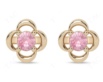 Rosa Morganit Ohrstecker für Frauen 14K Gold Rosa Morganit Hochzeit Ohrringe Vintage Dainty Style Ohrringe Einzigartige Blumenmuster Ohrringe