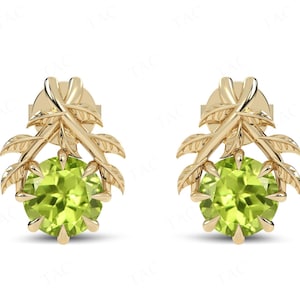 Pendientes Art Deco de peridoto para mujer, pendientes llamativos de plata de ley 925, pendientes de boda estilo hoja vintage, regalo de aniversario para ella