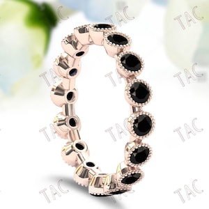Black Onyx Band For Women Wedding Band Black Gemstone Band Full Eternity Vintage Engagement Band 925 Sterling Silver Unique Anniversary Band