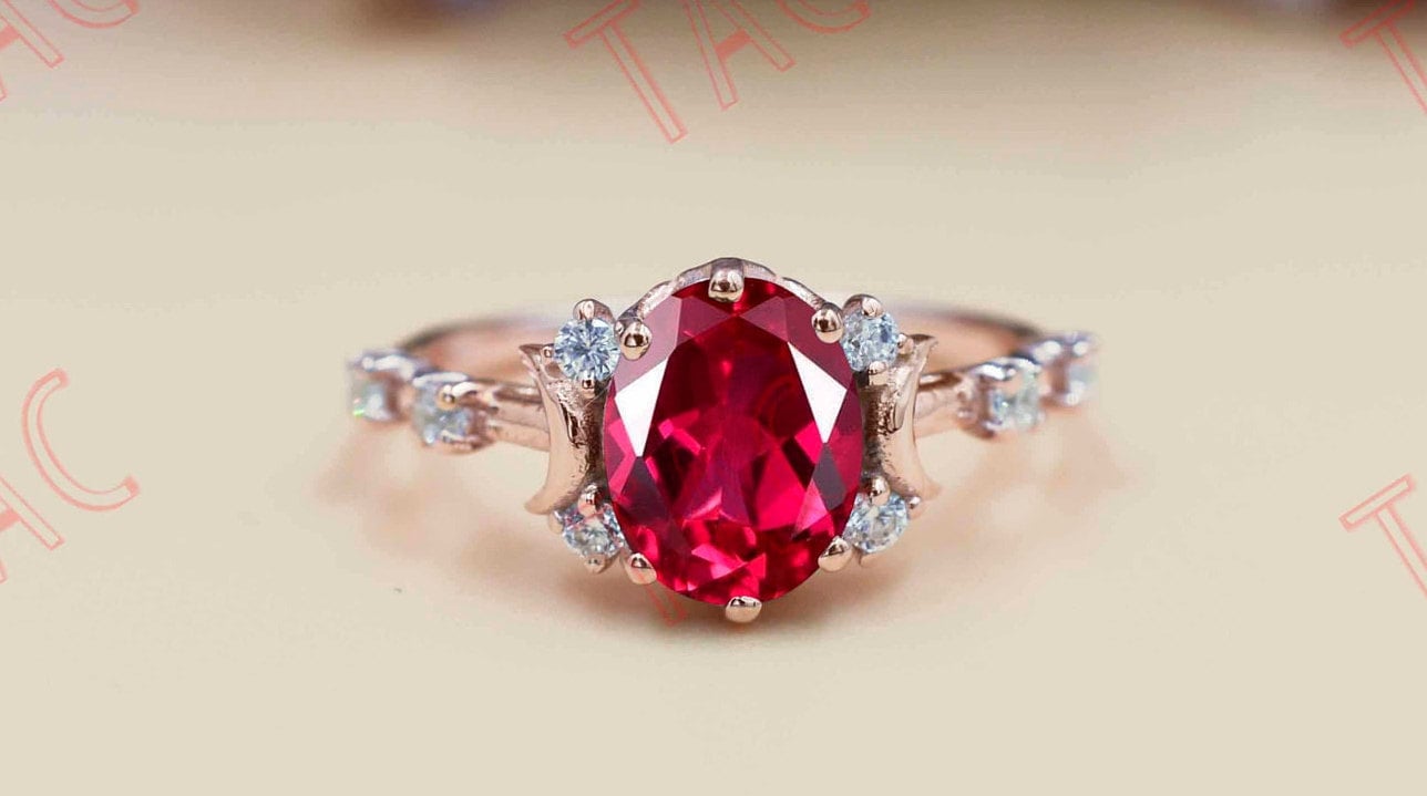Moon of My Life Ruby Engagement Ring Antique Art Deco Wedding - Etsy