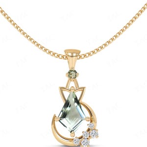 Mint Color Green Amethyst Pendant For Women 925 Sterling Silver Statement Pendant Art Deco Moon Of My Life Necklace Vintage Wedding Pendant