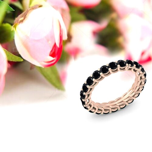 Black shops Onyx Eternity Wedding Band*14k Gold Black Onyx Engagement Band*Vintage Black Onyx Band*Anniversary Gift*Unique Onyx Promise Band*