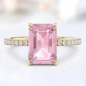 14k Gold Pink Morganite Engagement Ring For Women Art Deco Hidden Halo Wedding Ring Vintage Morganite Bridal Anniversary Ring Gift For Women