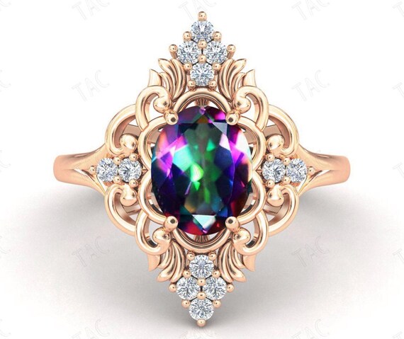 Mystic fire topaz engagement ring outlet