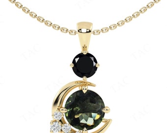 Moon Of My Life Moldavite Necklace For Women Unique Multi Color Gemstone Pendant Art Deco Moldavite Wedding Pendant Women Handmade Pendant