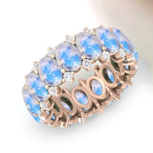 Full Eternity Moonstone Wedding Band*14k Gold Vintage Moonstone Engagement Band*Women Anniversary Gift*Moonstone Bridal Band For Women*