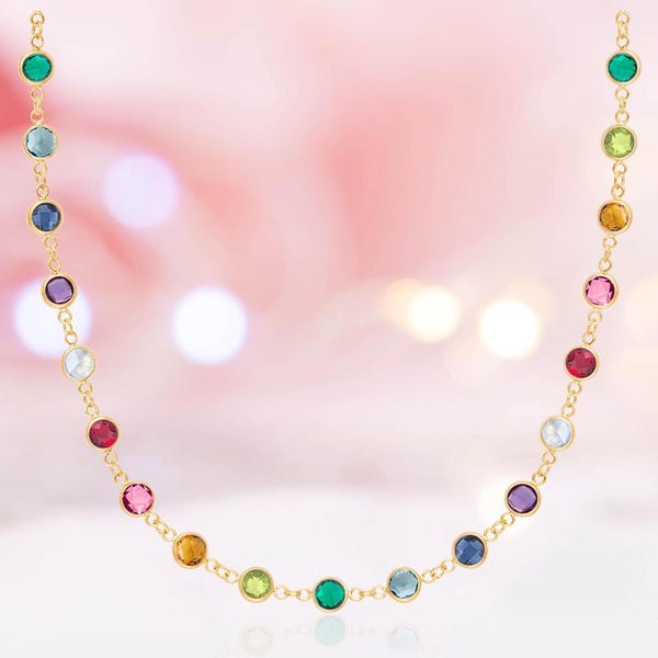 Natürliche Multi Stein Halskette für Frauen 925 Silber Kette Station Halskette Frauen Regenbogen Sapphire Bunte Halskette Edelstein Charm Halskette
