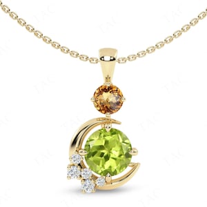 Moon Of My Life Peridot Necklace For Women 925 Silver Peridot Wedding Pendant Art Deco Multi Color Gemstone Pendant Antique Pendant For Her