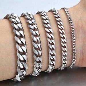 Bracciale Uomo In Argento Bracciali A Catena Cubana In Acciaio Inossidabile Da Uomo Grosso 845370 - Foto 2