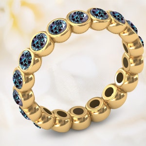 Full Eternity Alexandrite Wedding Band 14k Gold Alexandrite Band Unieke Engagement Band Vintage Alexandrite Bridal Band Anniversary Gift