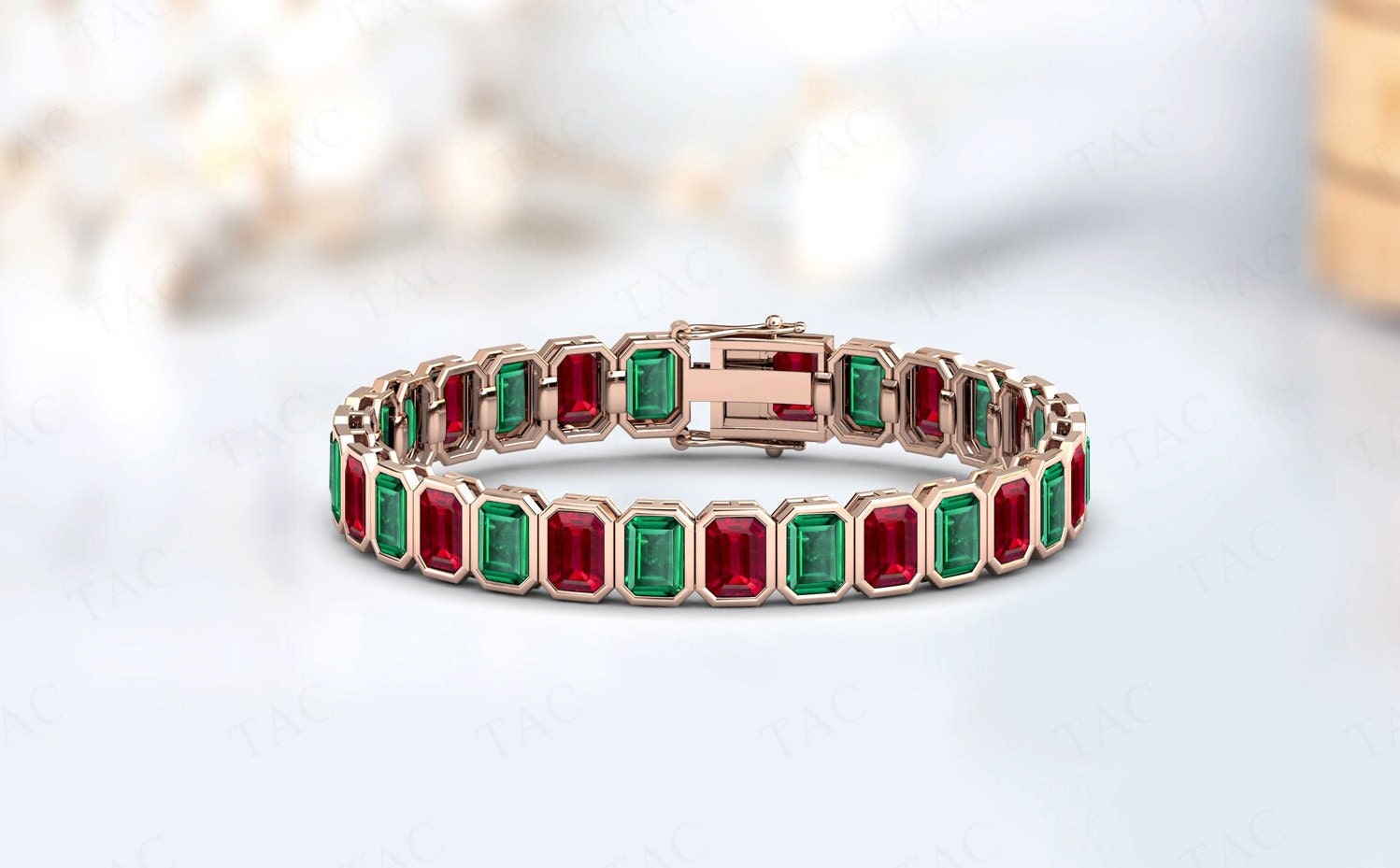 Unique Emerald Wedding Bracelet For Women 925 Silver Handmade Bracelet Art Deco Ruby Gemstone Bracelet Women Tennis Bracelet Gift For Women