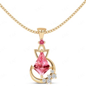凧型パパラチャペンダント レディース アールデコ ムーン オブ マイ ライフ ネックレス 14K ゴールド パパラチャ ウェディング ペンダント レディース ステートメントペンダント