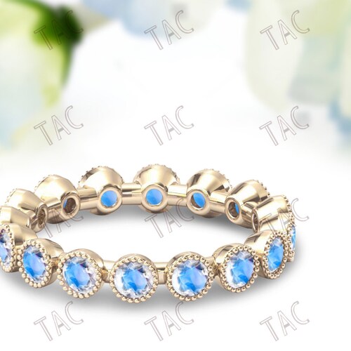 Natural Moonstone Engagement Band Unique Wedding Gift Vintage Full Eternity Band 14k shops Rose Gold Round Cut Bridal Band Women Anniversary Band