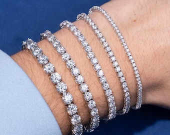 Round Cut Moissanite Tennis Bracelet For Men 925 Silver Moissanite Bracelet Men Handmade Bracelet Unique Moissanite Bracelet Gift For Men